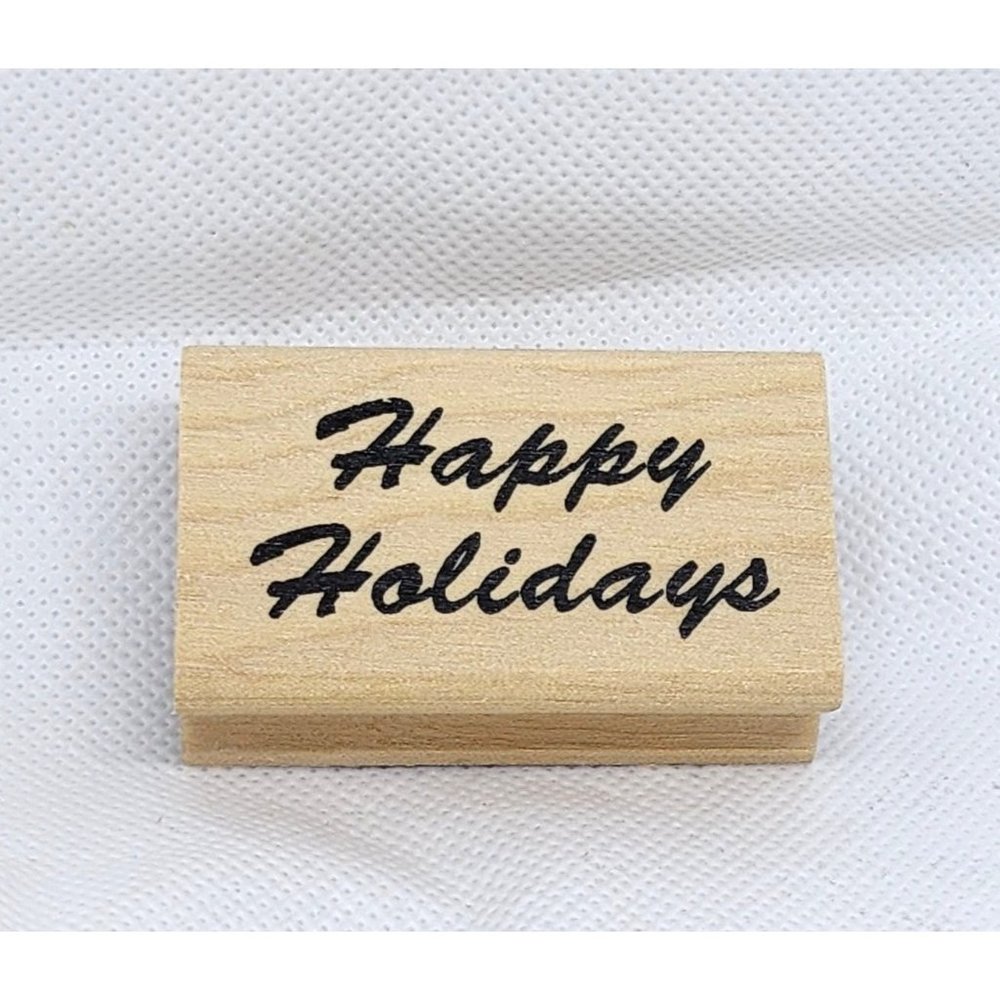 Nicole Quality Value 'Happy Holiday' Wood Rubber Stamp - Holiday Expressions